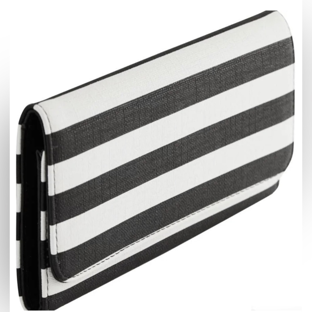 Kut From The Kloth Slim Striped Black White Vegan Leather Wallet ~ NWT